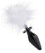 XR Brands White Fluffer Bunny Tail Glass Anal Plug