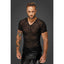 Noir Handmade Leopard Flock V-Neck Fetish Wear Mens T-Shirt Noir Handmade