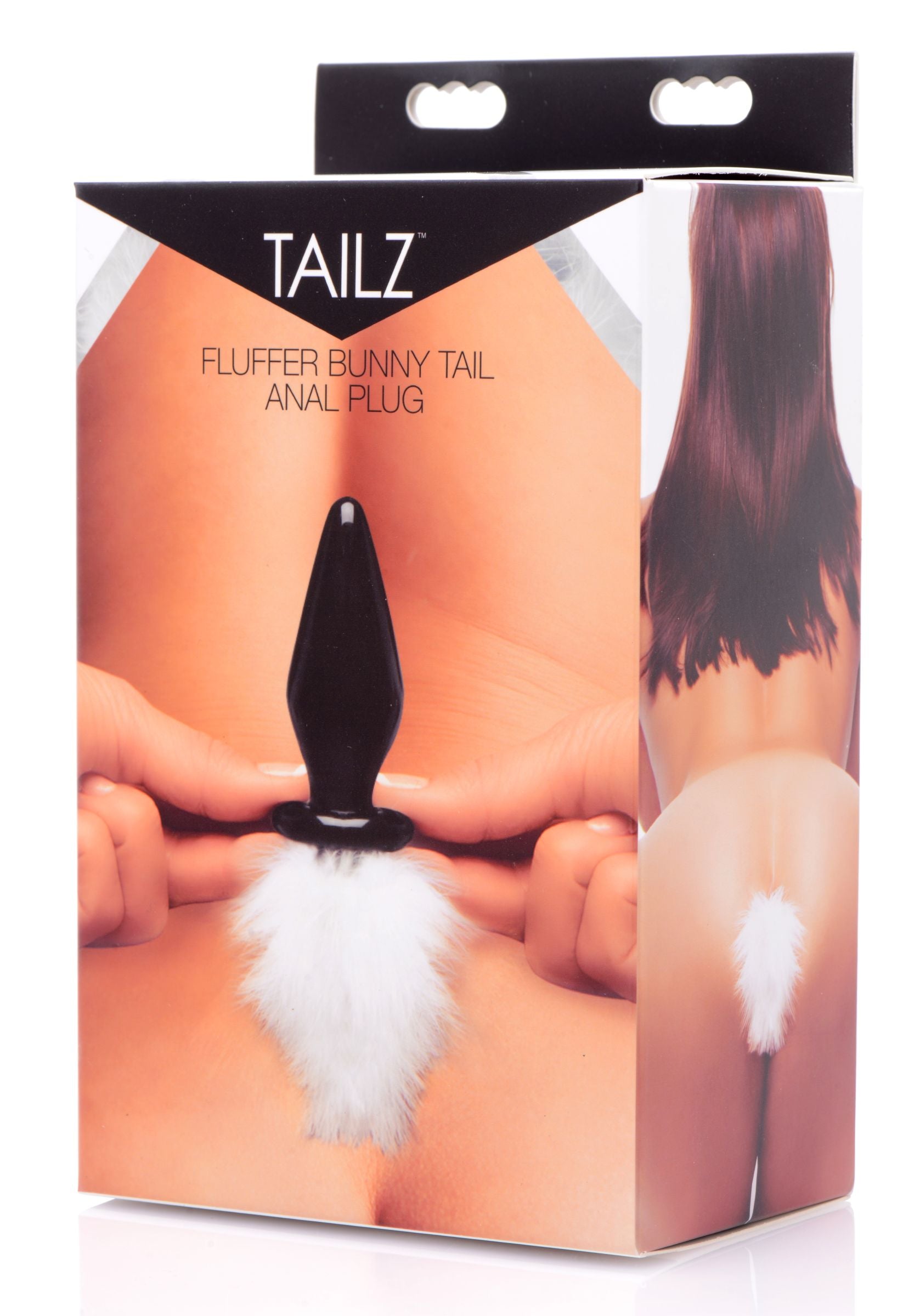 XR Brands White Fluffer Bunny Tail Glass Anal Plug Main image