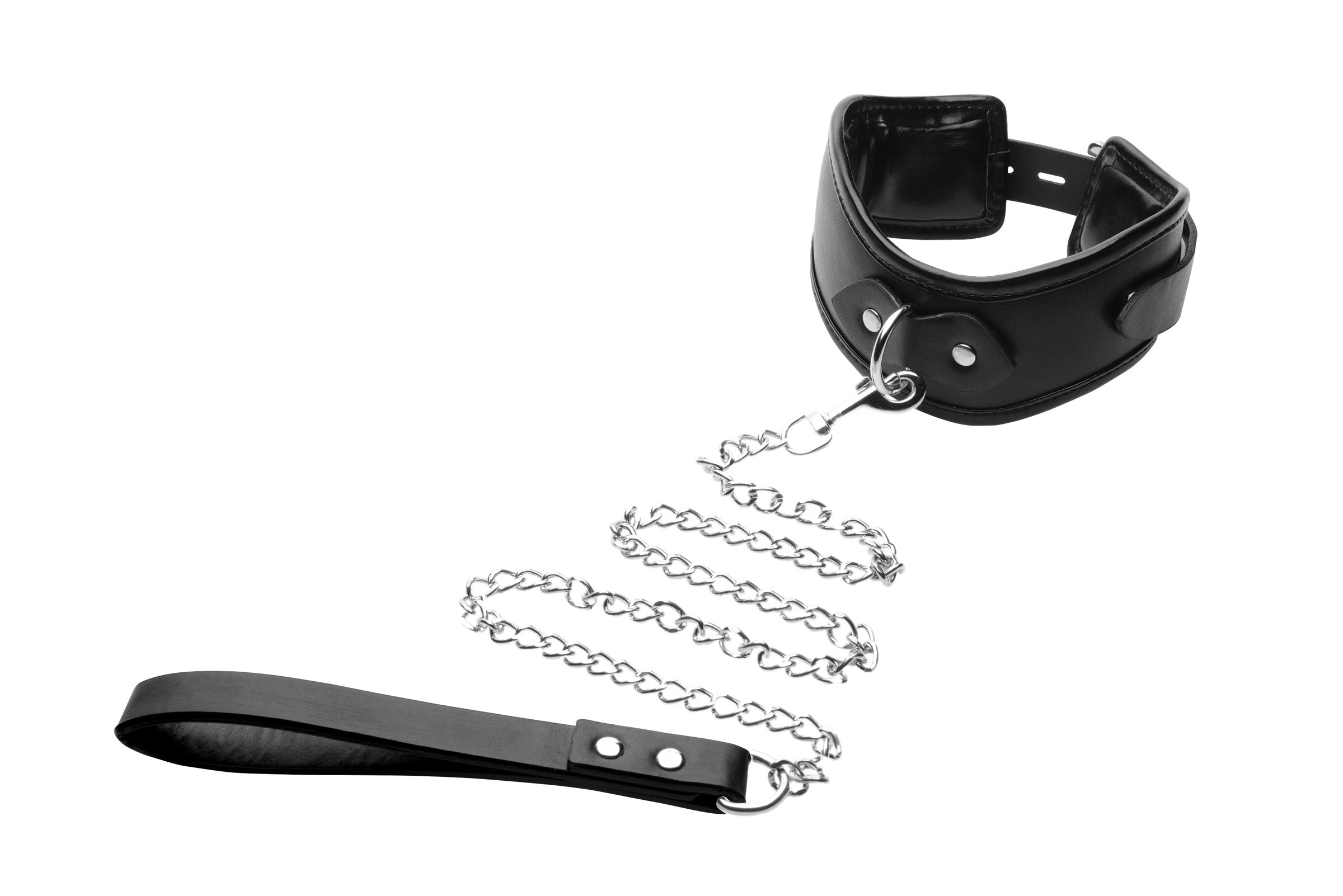 XR Brands Strict Padded Locking Posture Bondage Collar Black