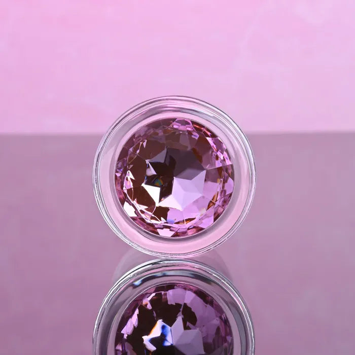 Adam & Eve PINK GEM GLASS Butt Plug With Pink Gem Base Medium 8.7cm Adam & Eve