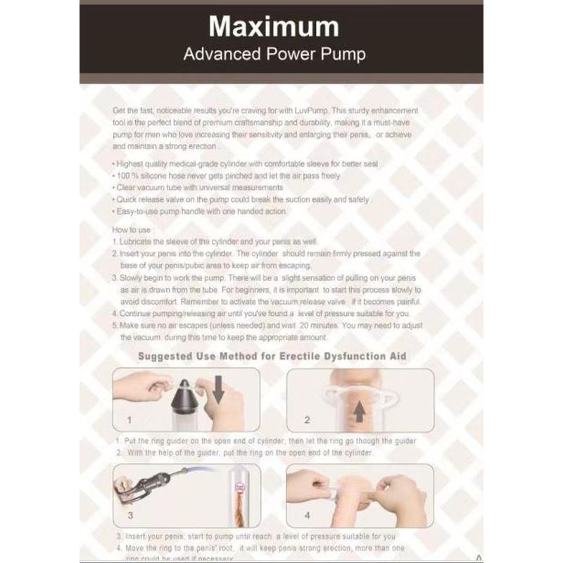 LuvPump Penis Pump Maximum ED AID LuvPump