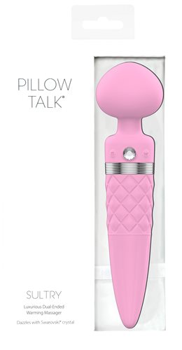 BMS Factory Pillow Talk Sultry Dual Ended Warming Body Wand Massager Pink