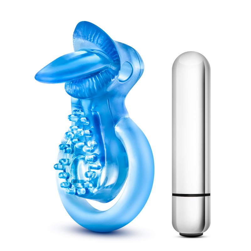Stay Hard 10 Function Vibrating Tongue Ring Blue Secondary image