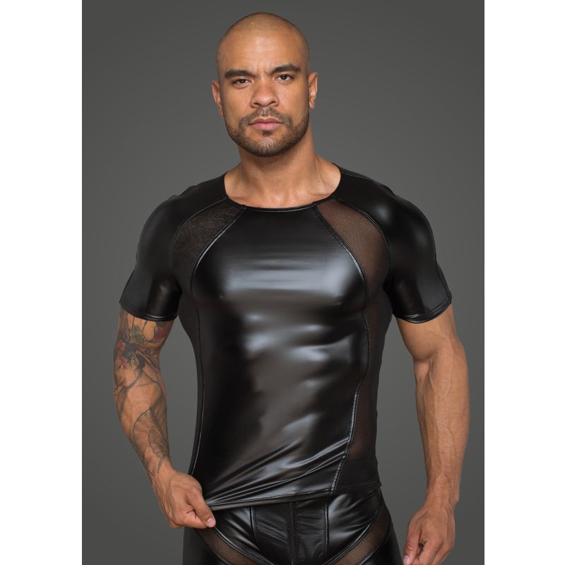 Noir Power Wetlook Men Tshirt With 3D Net Noir Main image
