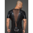 Noir Power Wetlook Men Tshirt With 3D Net Noir