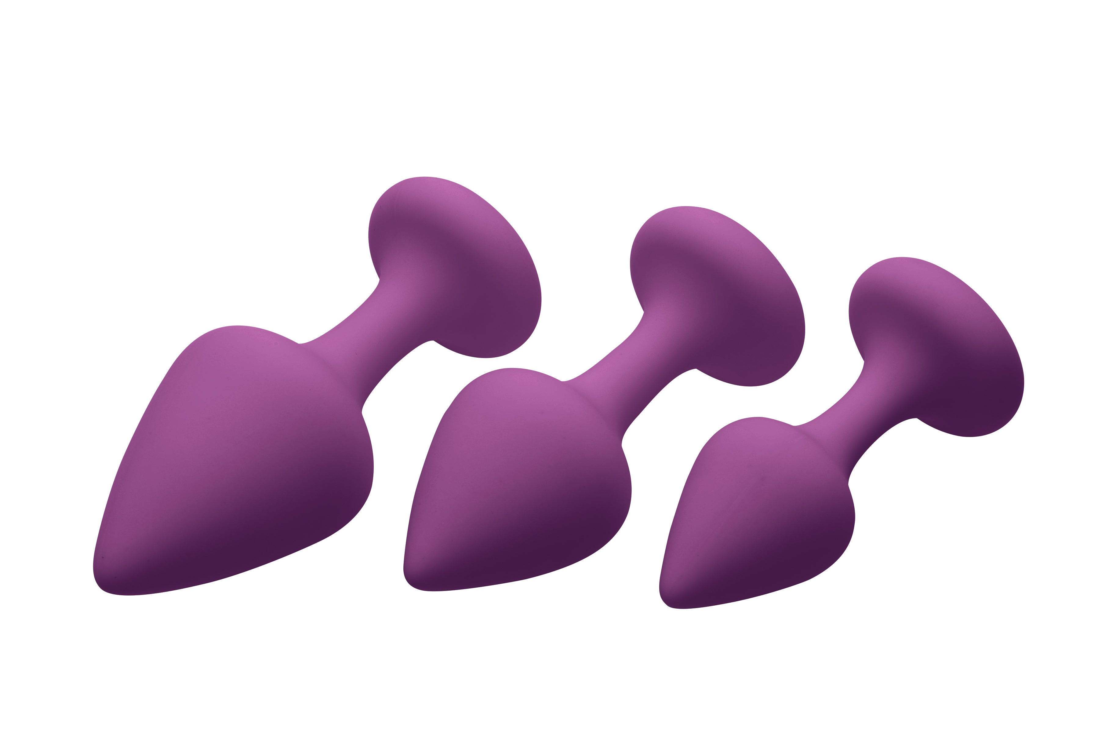 XR Brands Frisky Purple Pleasures Silicone Anal Plugs 3 Piece Main image