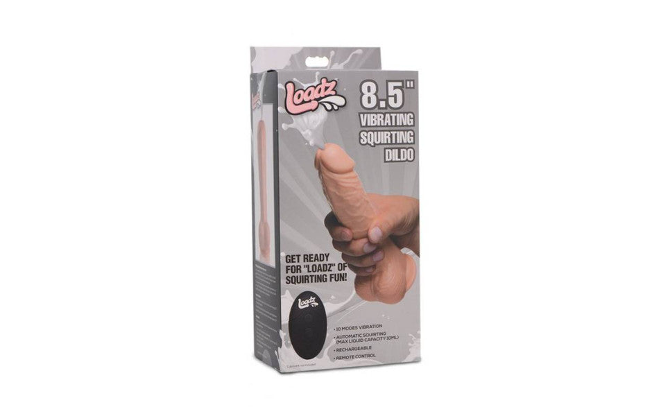 XR Brands Loadz Dual Density Squirting Dildo Light Skin Tone With Remote 8.5 Inch XR Brands