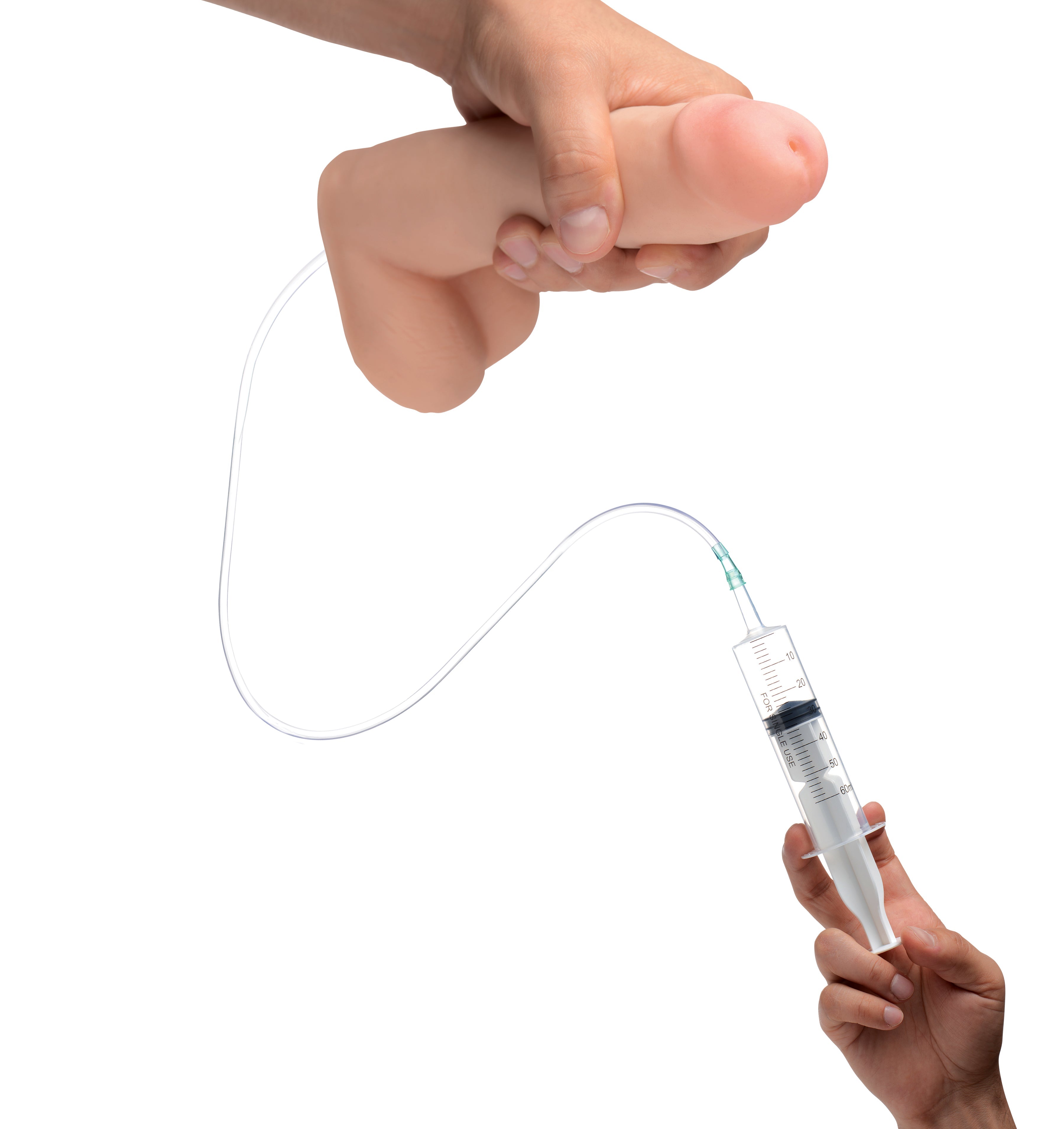 XR Brands Loadz Realistic Squirting Dildo With Syringe 8 inch Secondary image