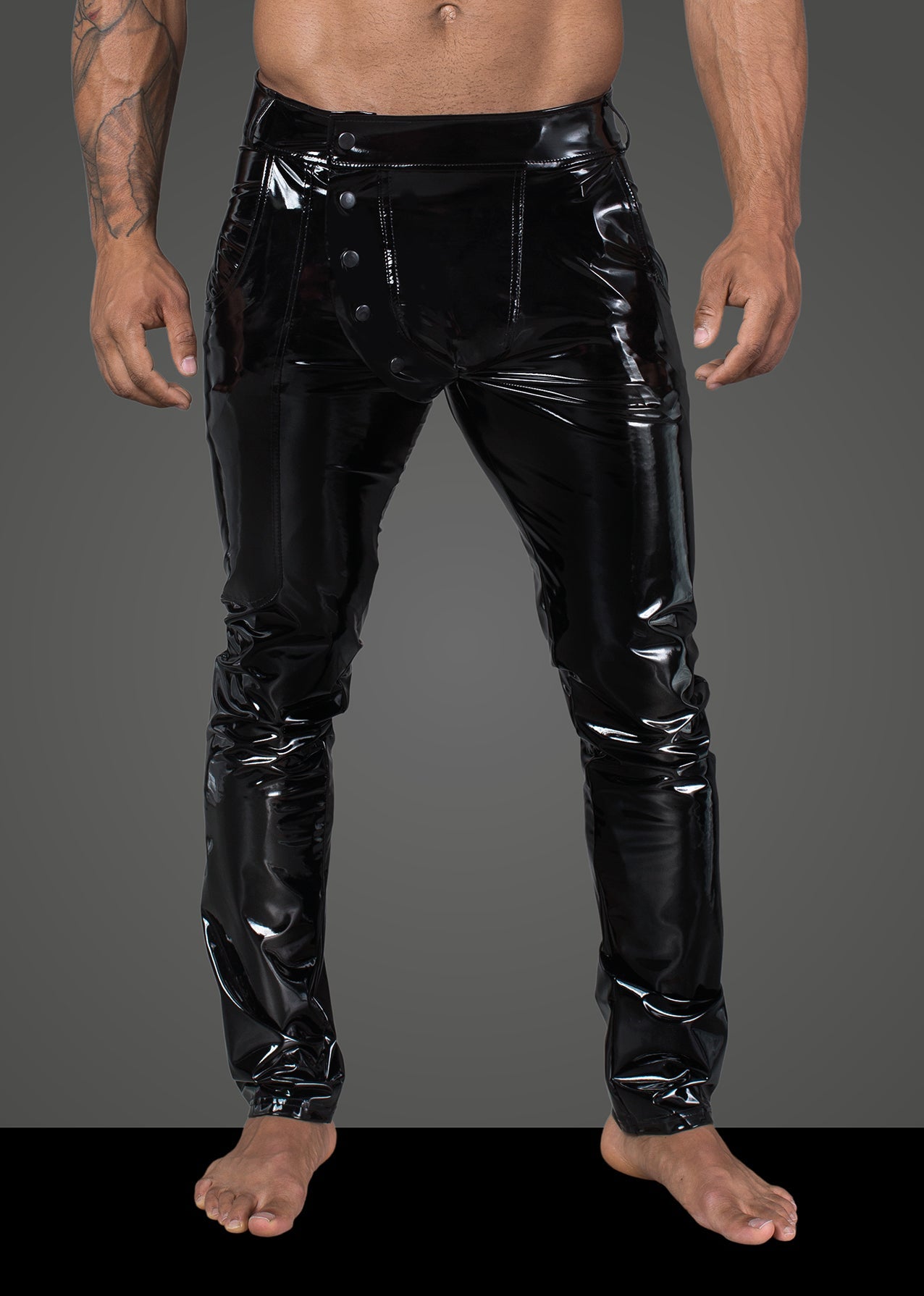Noir Handmade Mens Long Elastic PVC Pants Noir Handmade Main image