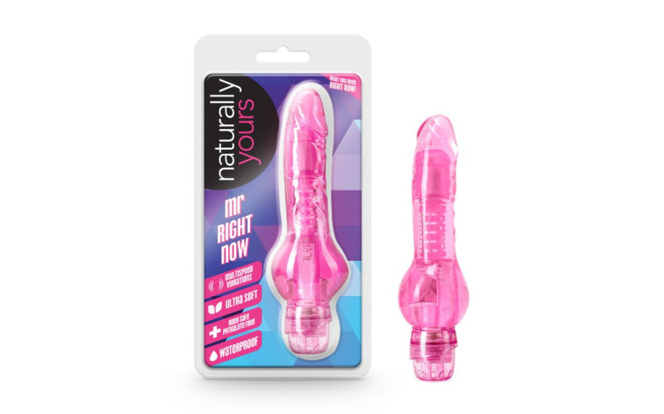 Blush Novelties Naturally Yours Mr Right Now Vibrating Dildo Pink Main image