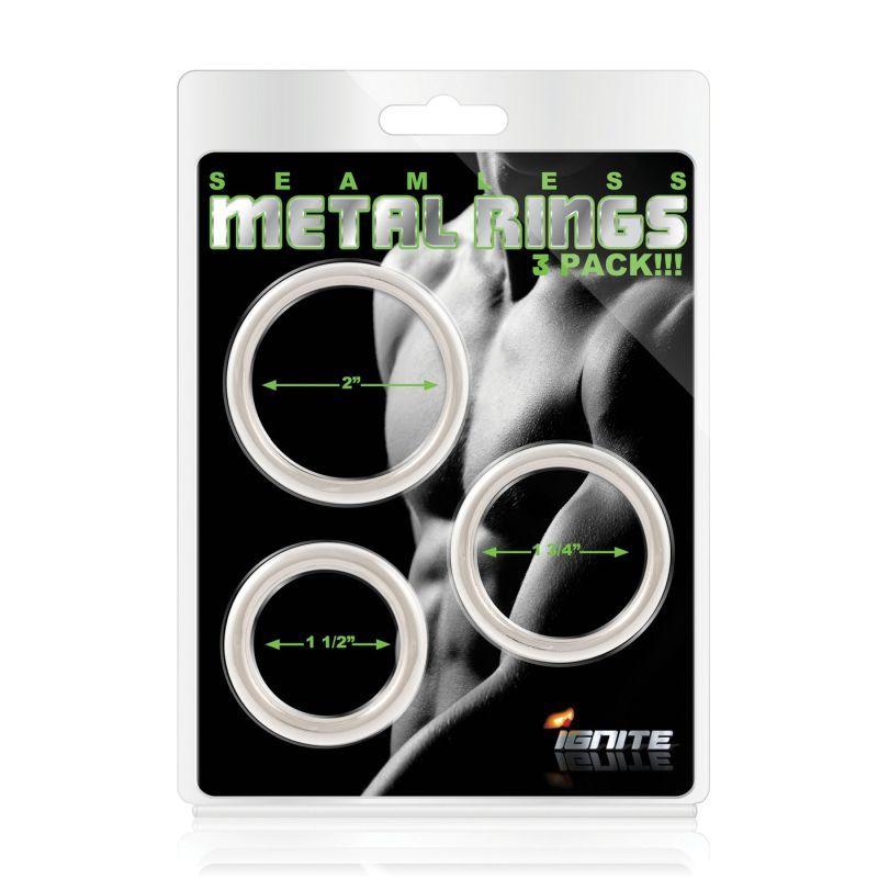 Si Novelties Seamless Metal Cock Ring 3 Piece Set Si Novelties Main image
