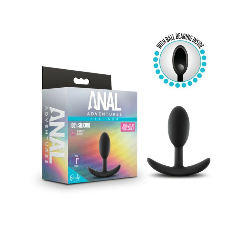 Anal Adventures Platinum Silicone Vibra Slim Plug Small Anal Adventures