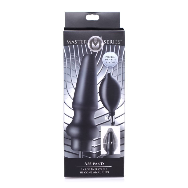 Master Series Ass Pand Large Inflatable Silicone Plug Black Master Series