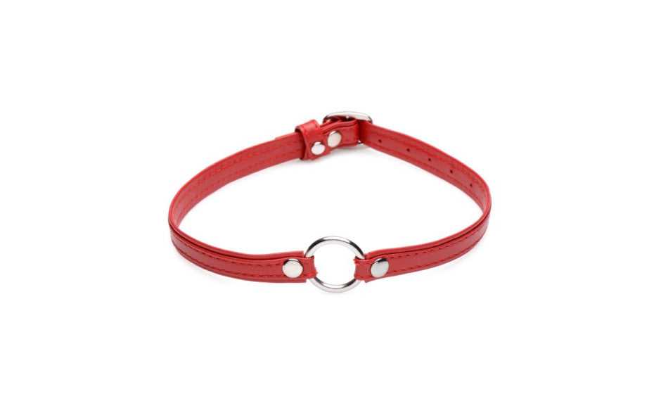XR Brands Master Series Sex Pet Leather Choker BDSM Collar With Silver Ring Secondary image