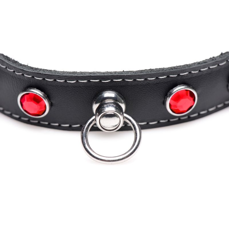 Master Series Bling Vixen Leather Choker With Rhinestones Red Master Series