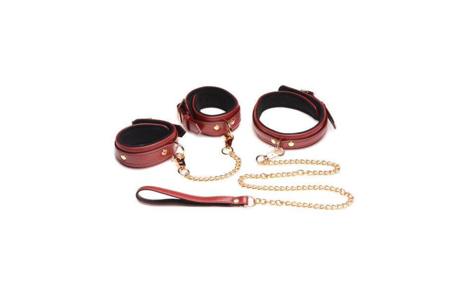 XR Brands Master Series Bondage Play Sex Toy Set 6 Piece Burgundy Secondary image