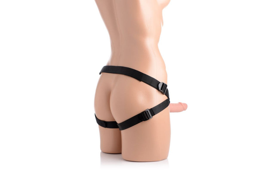 XR Brands Strap U Seducer Silicone Dildo With Harness 7 Inch Flesh Secondary image