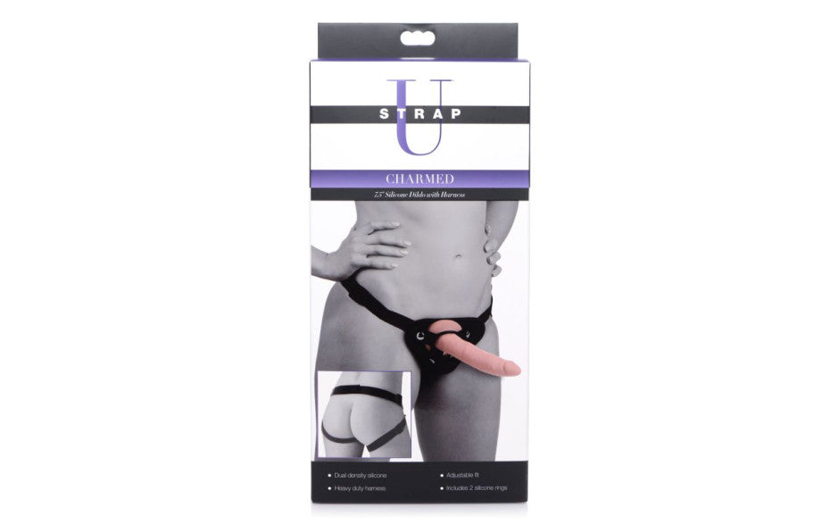 XR Brands Strap U Charmed Silicone Dildo With Harness 7.5 Inch XR Brands