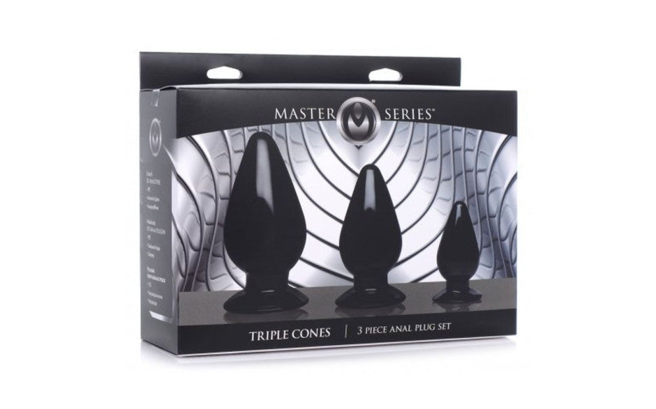 XR Brands Master Series Triple Cones Anal Plug Set Black 3 Piece XR Brands Main image