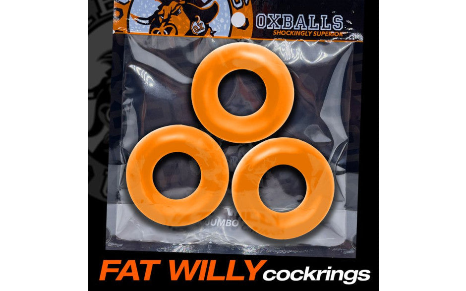 Oxballs Fat Willy Jumbo Cock Ring 3 Piece Orange Oxballs Main image