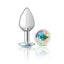 Viben Cheeky Charms Silver Round Butt Plug With Clear Iridescent Jewel Viben