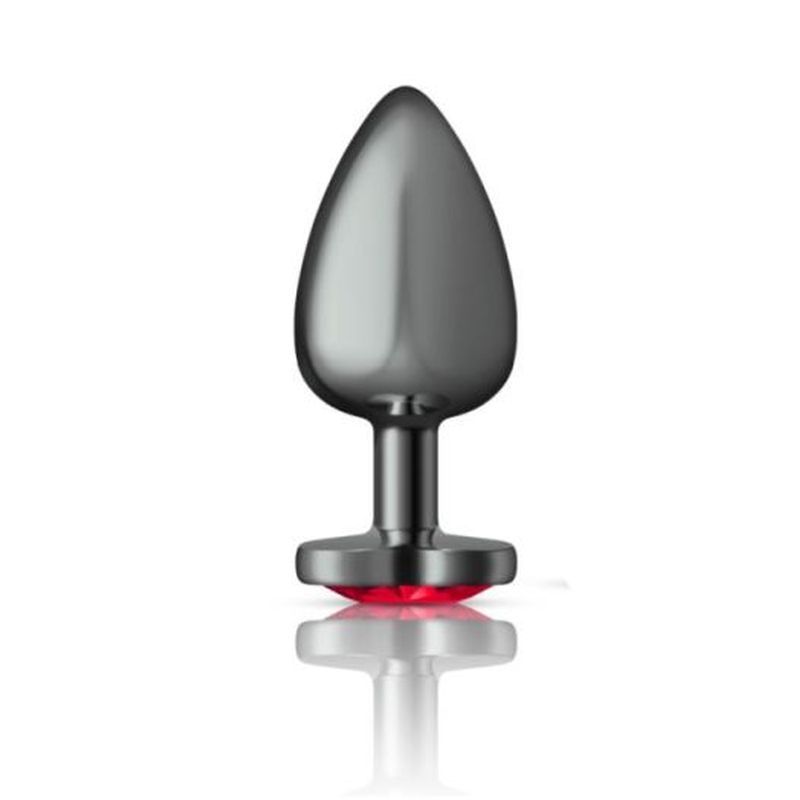 Cheeky Charms Gunmetal  Butt Plug With Heart Red Jewel Large Cheeky Charms Main image