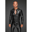 Noir Handmade Power Wetlook Mens Jacket With Pleated PVC Epaulets Noir Handmade