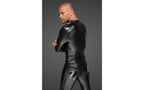 Noir Handmade Power Wetlook Mens Jacket With Pleated PVC Epaulets Noir Handmade