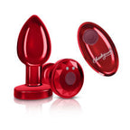 Viben Cheeky Charms Rechargeable Vibrating Metal Butt Plug With Remote Red Viben