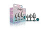 Viben Cheeky Charms Round Metal Butt Plug Gunmetal Kit With Teal Jewel 3 Piece Viben