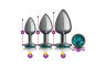 Viben Cheeky Charms Round Metal Butt Plug Gunmetal Kit With Teal Jewel 3 Piece Viben