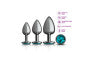 Viben Cheeky Charms Round Metal Butt Plug Gunmetal Kit With Teal Jewel 3 Piece Viben