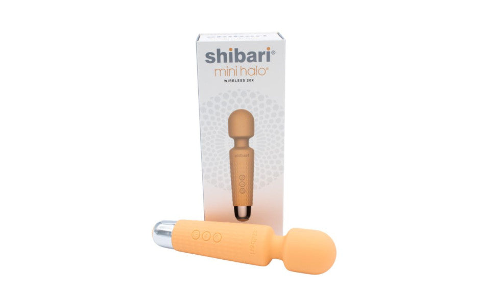 Shibari Mini Halo Wireless 20X Vibrating Body Wand Massager Peach Shibari