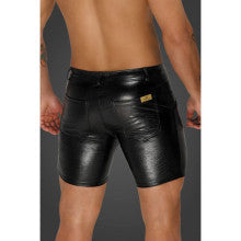 Noir Handmade Snake Wetlook Mid Length Mens Shorts with Back Pockets Noir Handmade