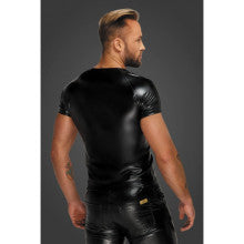 Noir Handmade Wetlook Mens T-Shirt with Snake Wetlook Sleeves Noir Handmade