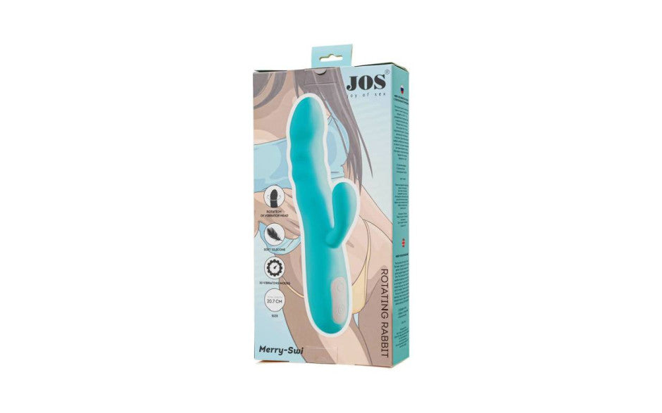 JOS Merry Swirl 10 Function Rotating Shaft Rabbit Vibrator Blue JOS