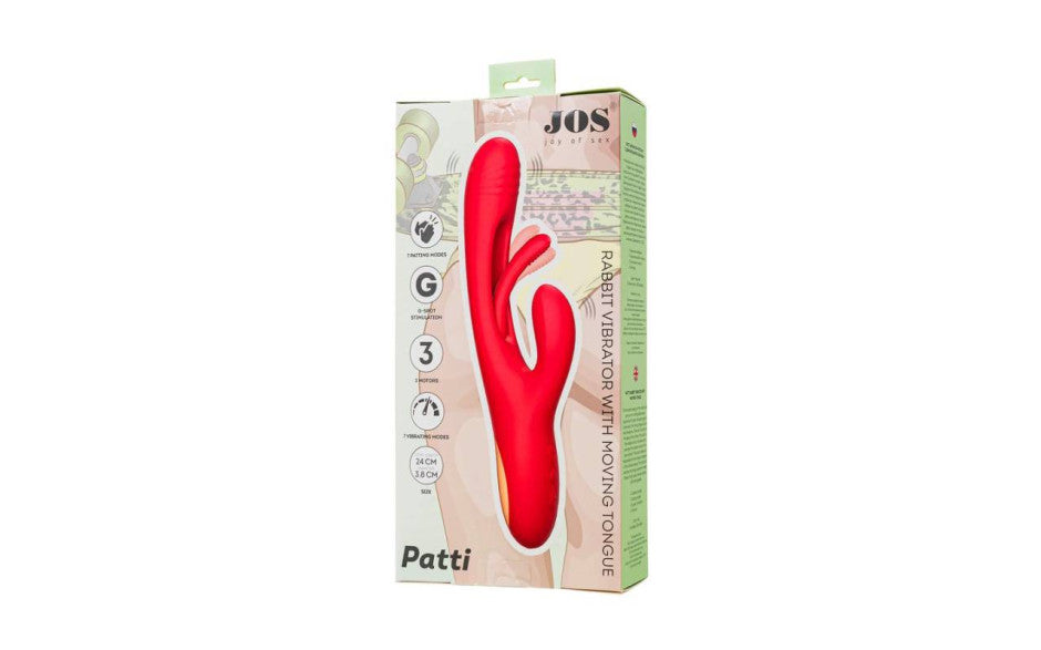 JOS Patti Moving Tongue Multi Function Rabbit Vibrator Red Secondary image