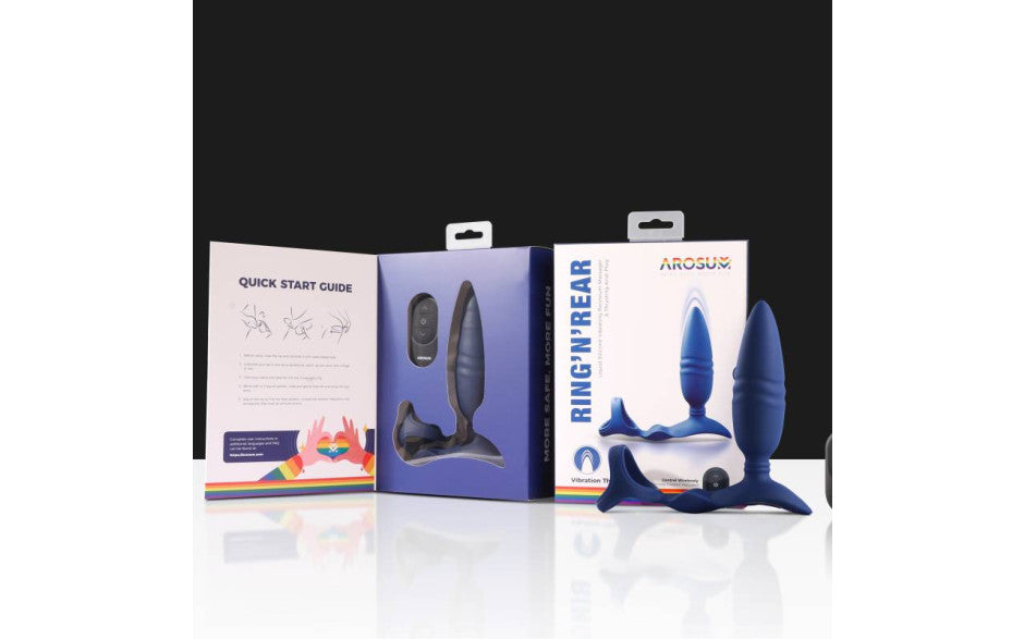 Arosum Ring n Rear Dual Thrusting Anal Probe With Cock Ring & Remote Arosum