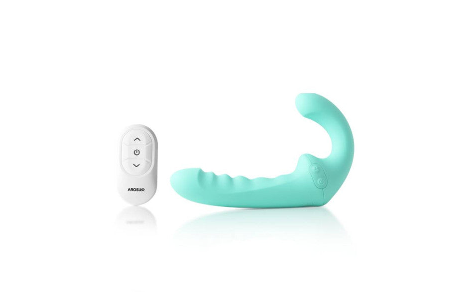 Arosum VibraTwin Remote Controlled Rechargeable Come Hither Strapless Strap On Arosum