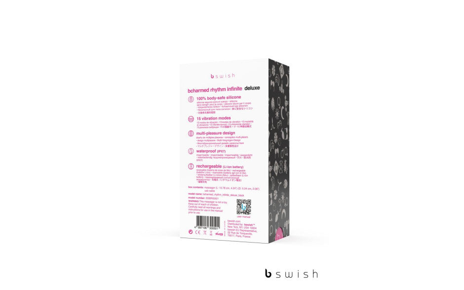 B Swish BCharmed Rhythm Infinite Deluxe Vibrating Cock Ring Black B Swish