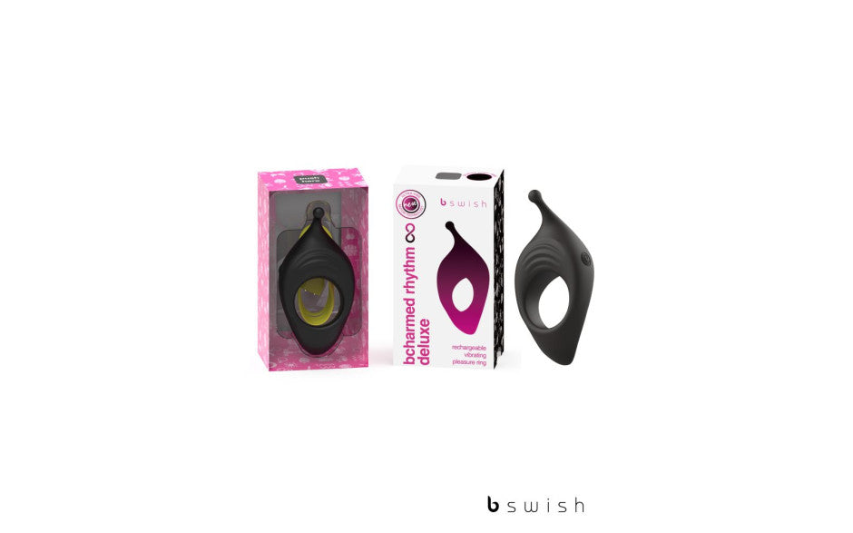 B Swish BCharmed Rhythm Infinite Deluxe Vibrating Cock Ring Black B Swish