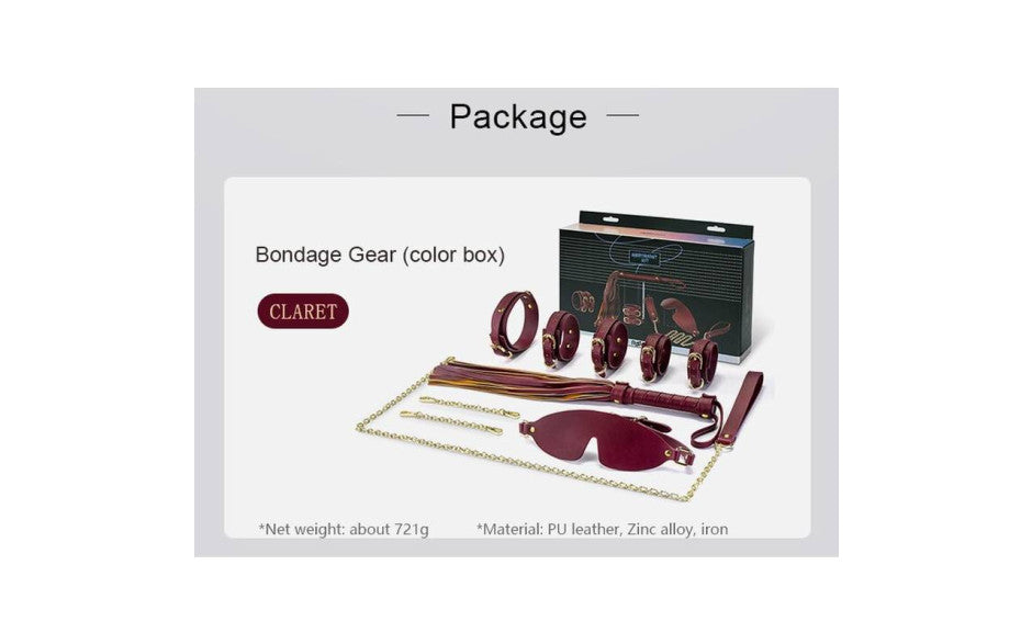 Daytona Deluxe Bondage Play Kit 8 Piece Burgundy Gold Daytona