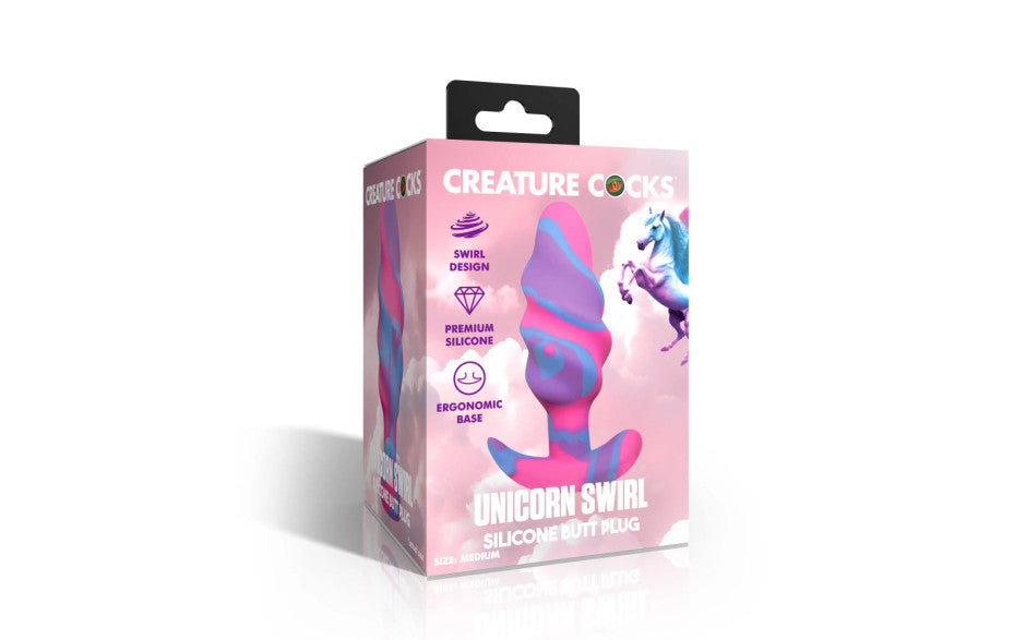 XR Brands Creature Cocks Unicorn Swirl Silicone Butt Plug XR Brands