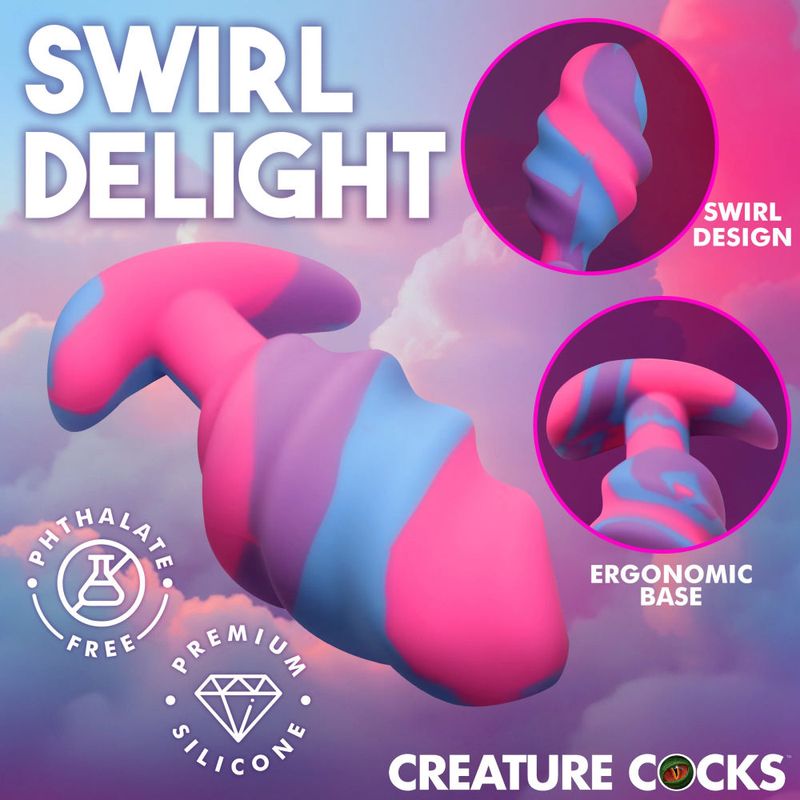 Creature Cocks Unicorn Swirl Silicone Butt Plug Large Creature Cocks