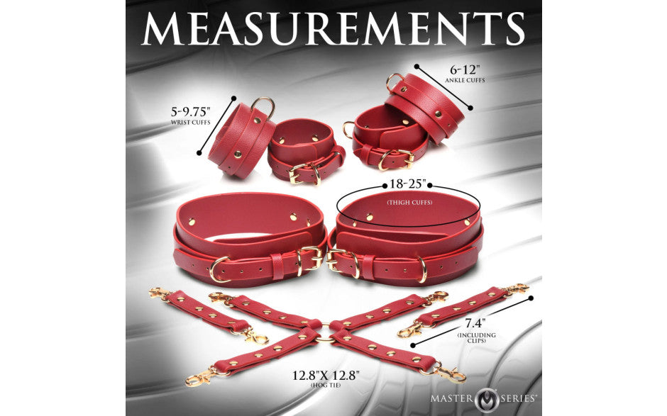 XR Brands Master Series Crimson Captive Thigh Wrist Ankle Hog Tie Restraints XR Brands