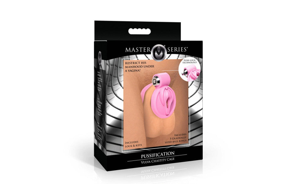 XR Brands Master Series Pussification Vulva Male Chastity Cage Secondary image