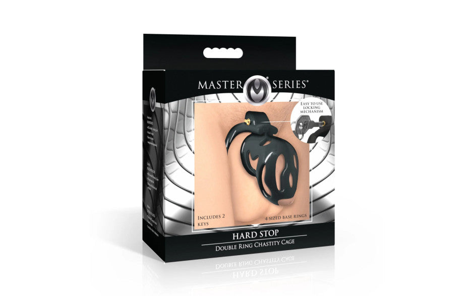 XR Brands Master Series Hard Stop Double Ring Mens Chastity Cage Secondary image