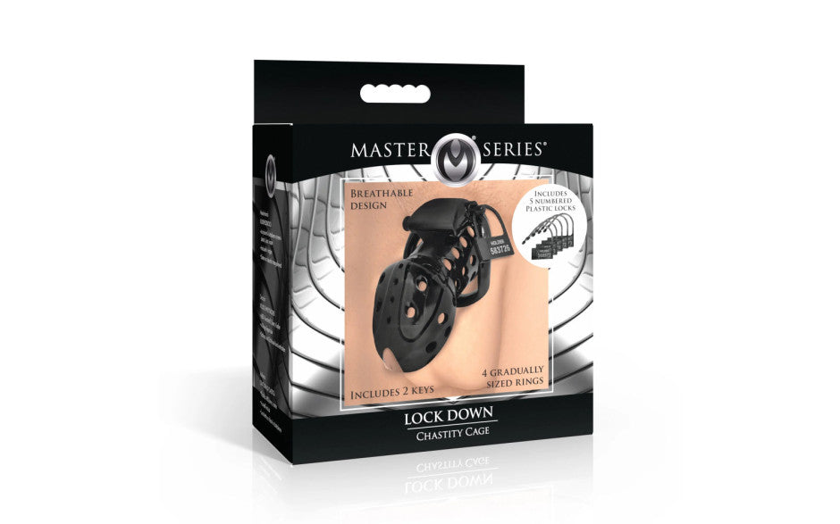 XR Brands Master Series Lock Down Male Chastity Cage Secondary image