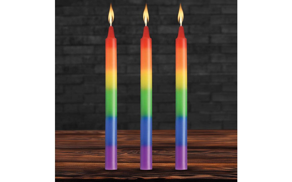XR Brands Master Series Pride Candles Rainbow Drip Candle 3 Piece XR Brands Main image